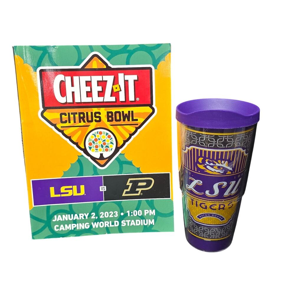 LSU Tigers Tervis Cup with Lid & Cheez It Citrus Bowl Program Purdue College Mag